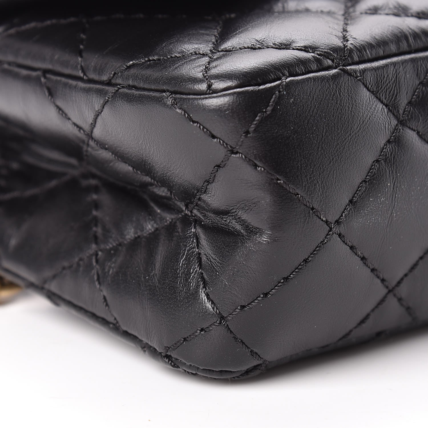 Chanel Aged Calfskin Quilted 2.55 Reissue Flap Belt Bag Clutch Black 9 of 11