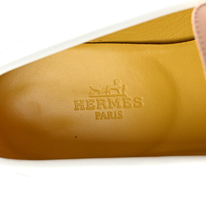 Hermes Calfskin Womens Paris Loafers 35 White Bois De Santal 7 of 10