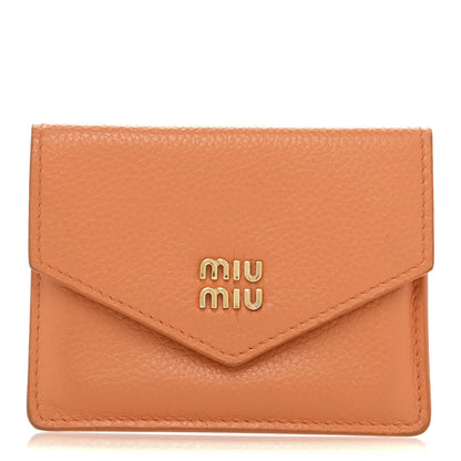 Miu Miu Vitello Phenix Card Holder Papaya 1 of 8