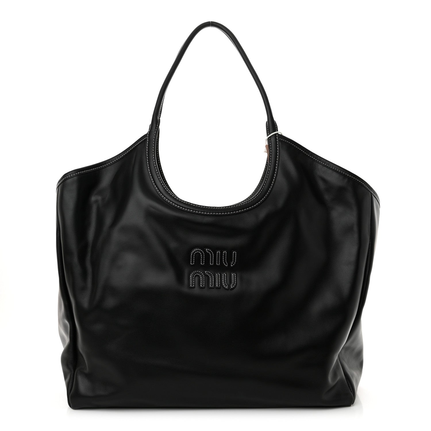 Miu Miu Soft Calf Softy Large Ivy Tote Bag Black 1 of 10