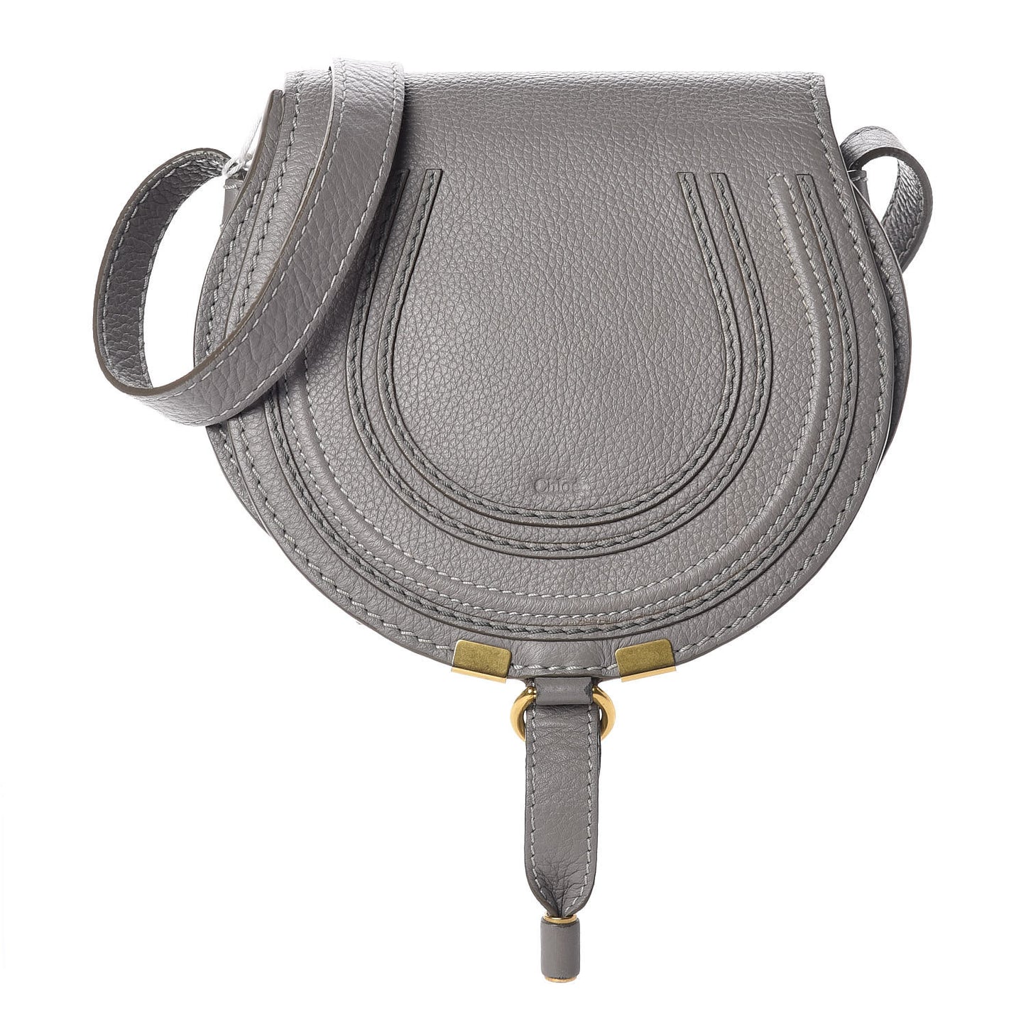 Calfskin Mini Marcie Round Crossbody Bag Cashmere Grey