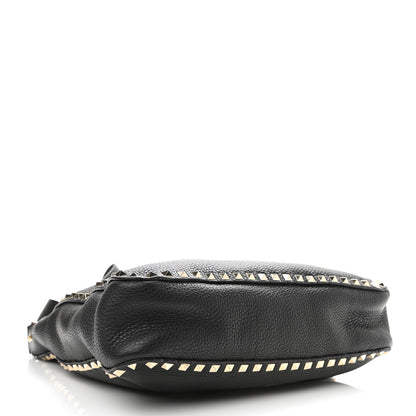 Valentino Garavani Pebbled Calfskin Large Rockstud Flip-Lock Messenger Bag Black 4 of 9