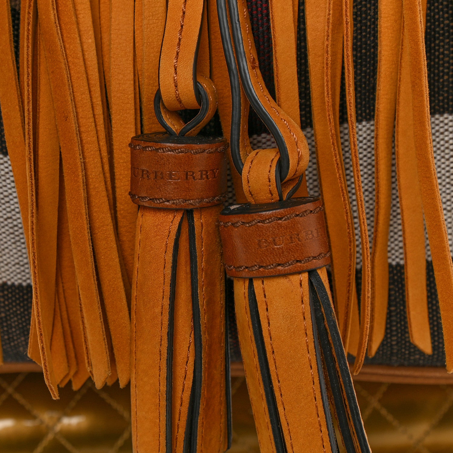Burberry Suede Fringe Large Belgrove Bucket Bag Tan 5 of 14