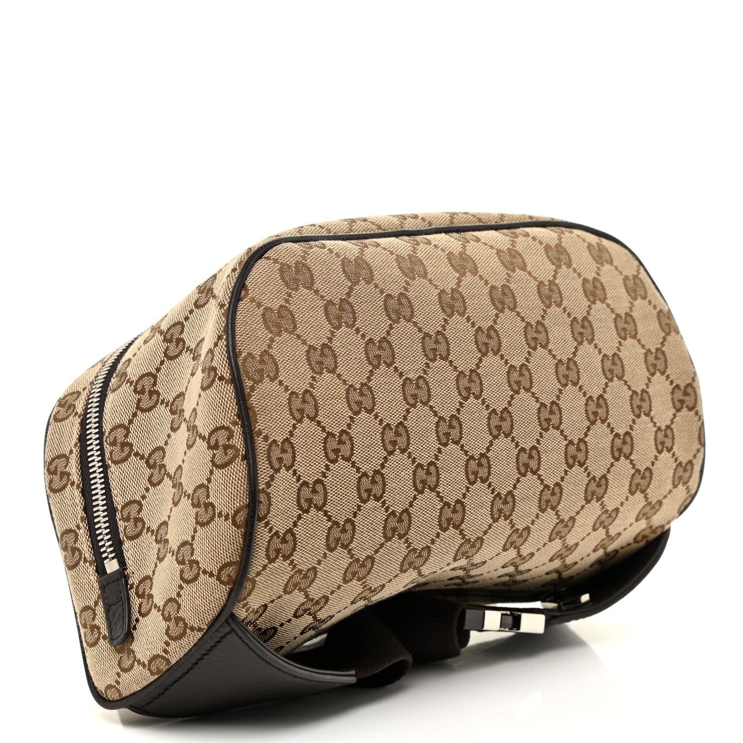 Gucci Monogram Dollar Calfskin Waist Pouch Beige Ebony Testa di Moro Marrone Scuro 4 of 13