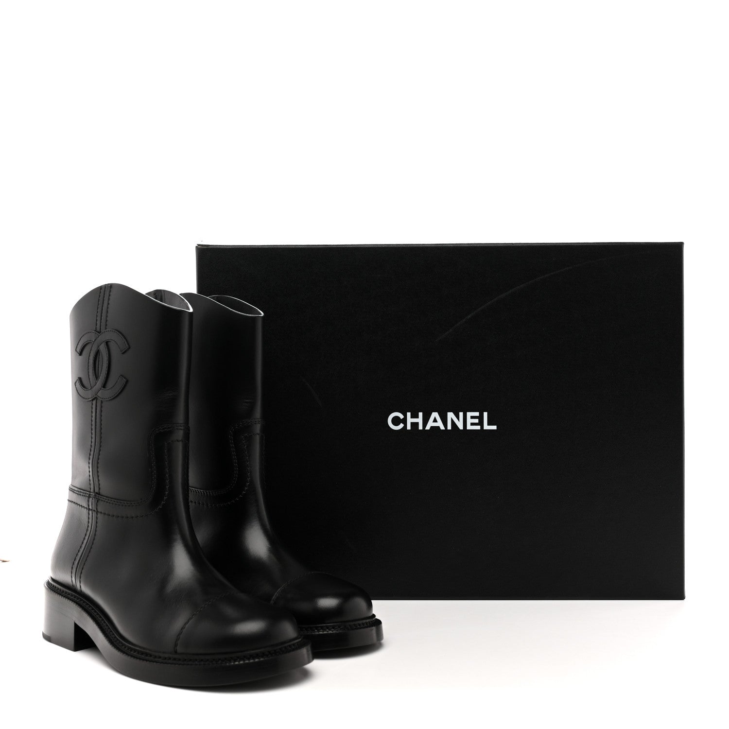 Chanel Calfskin Cap Toe Boots 39 Black 10 of 10