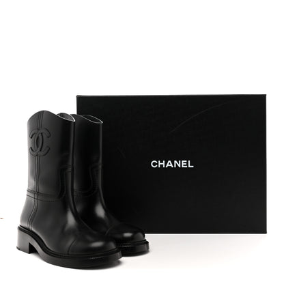 Chanel Calfskin Cap Toe Boots 39 Black 10 of 10