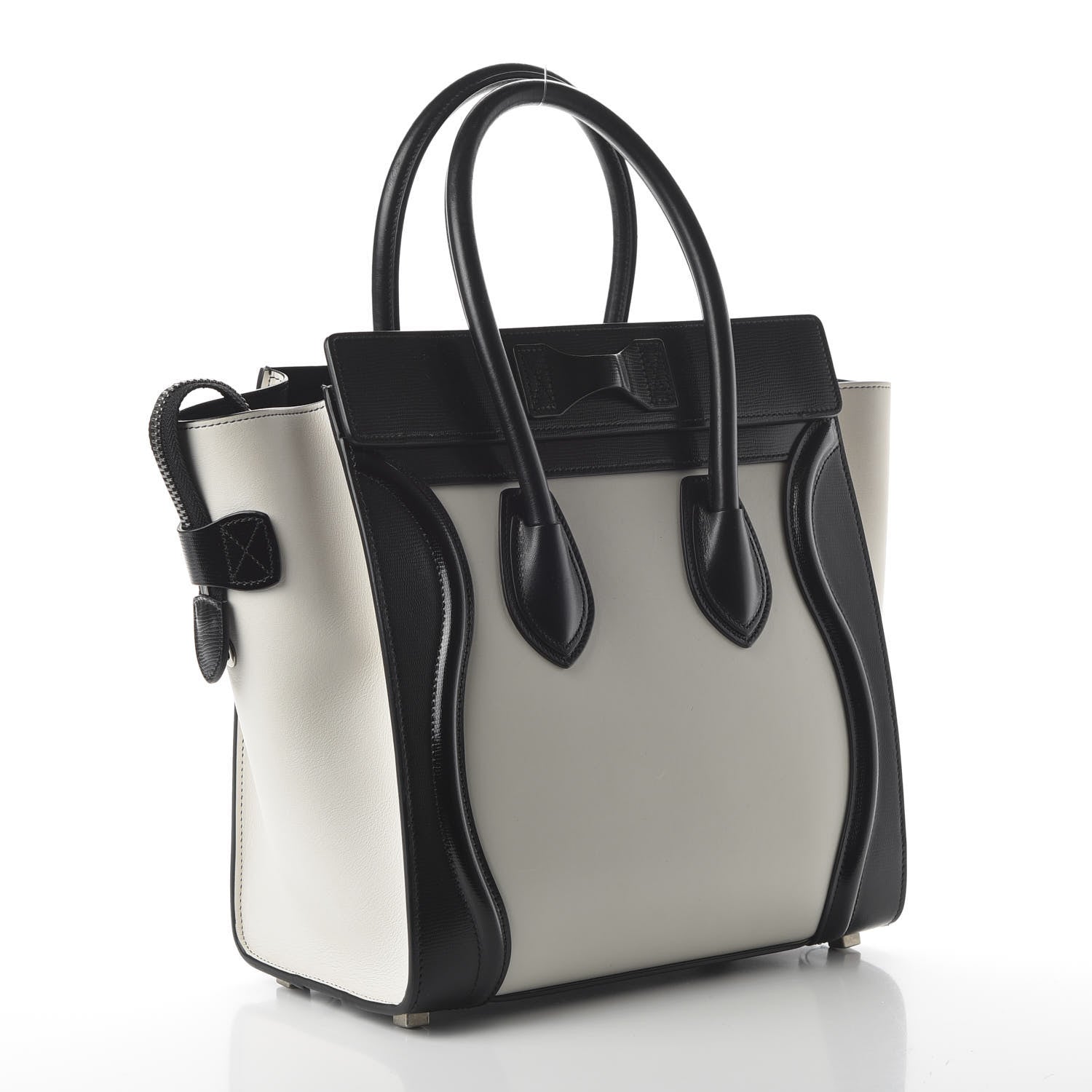 Celine Sleek Calfskin Micro Bi-Color Luggage Black White 3 of 9