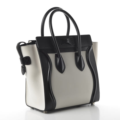 Celine Sleek Calfskin Micro Bi-Color Luggage Black White 3 of 9