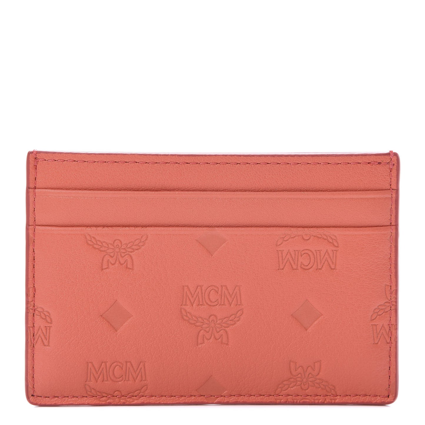 Calfskin Calfskin Ottomar Monogram Card Case Hot Coral