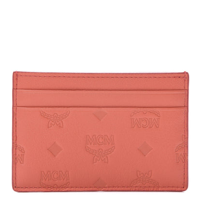 MCM Calfskin Calfskin Ottomar Monogram Card Case Hot Coral 1 of 7