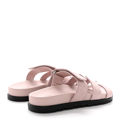 Hermes Suede Goatskin Womens Chypre Sandals 35.5 Rose Porcelaine 4 of 10