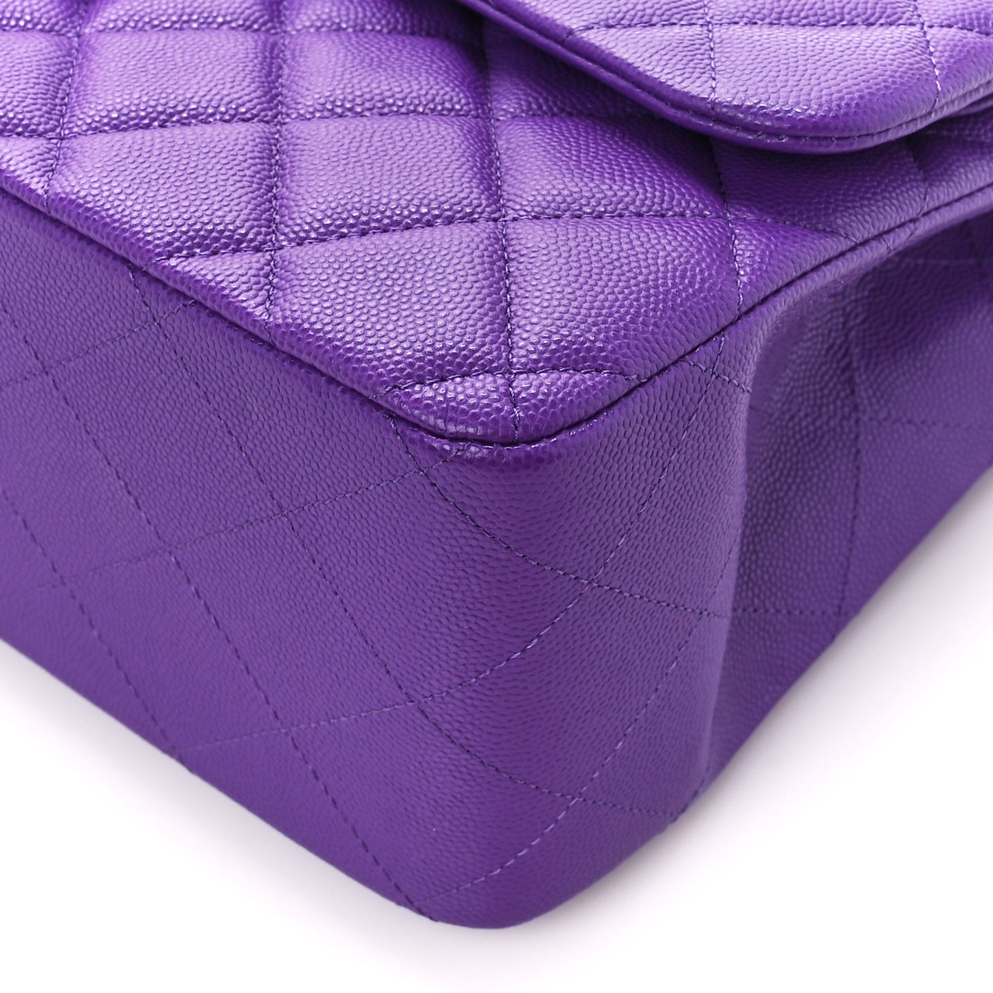 Caviar Quilted Jumbo Double Flap Purple