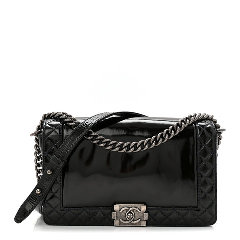 Patent New Medium Boy Reverso Flap Navy
