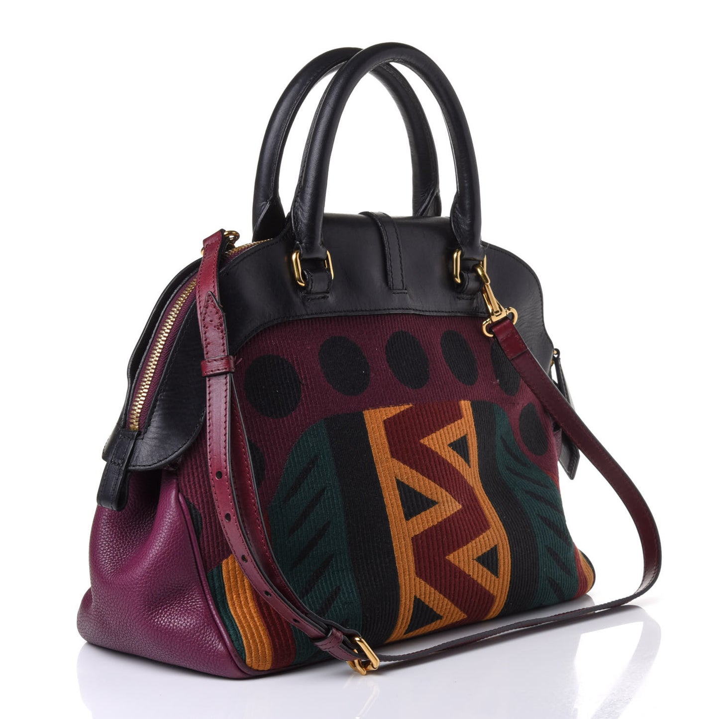 Calfskin Tapestry Milverton Satchel Multicolor