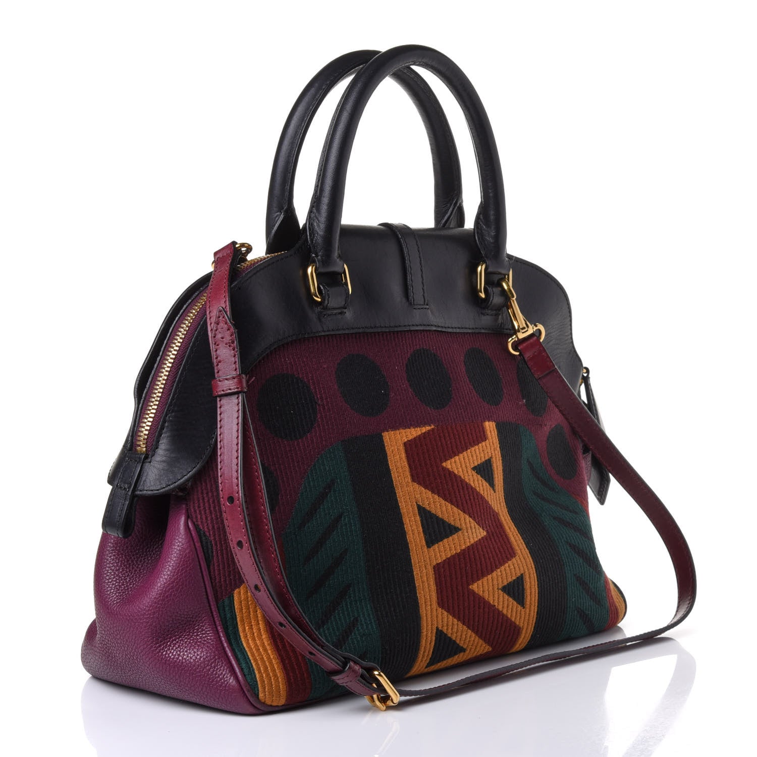 Burberry Calfskin Tapestry Milverton Satchel Multicolor 2 of 4