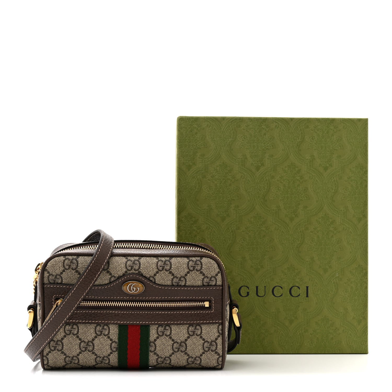 Gucci GG Supreme Monogram Web Mini Ophidia Shoulder Bag Brown 11 of 11