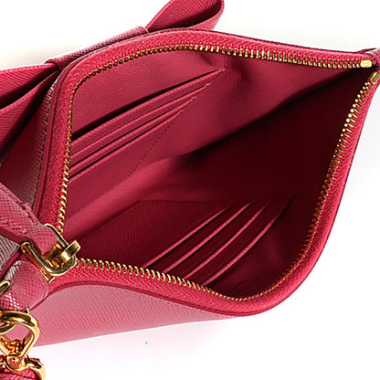 Prada Saffiano Bow Wristlet Peonia 5 of 10