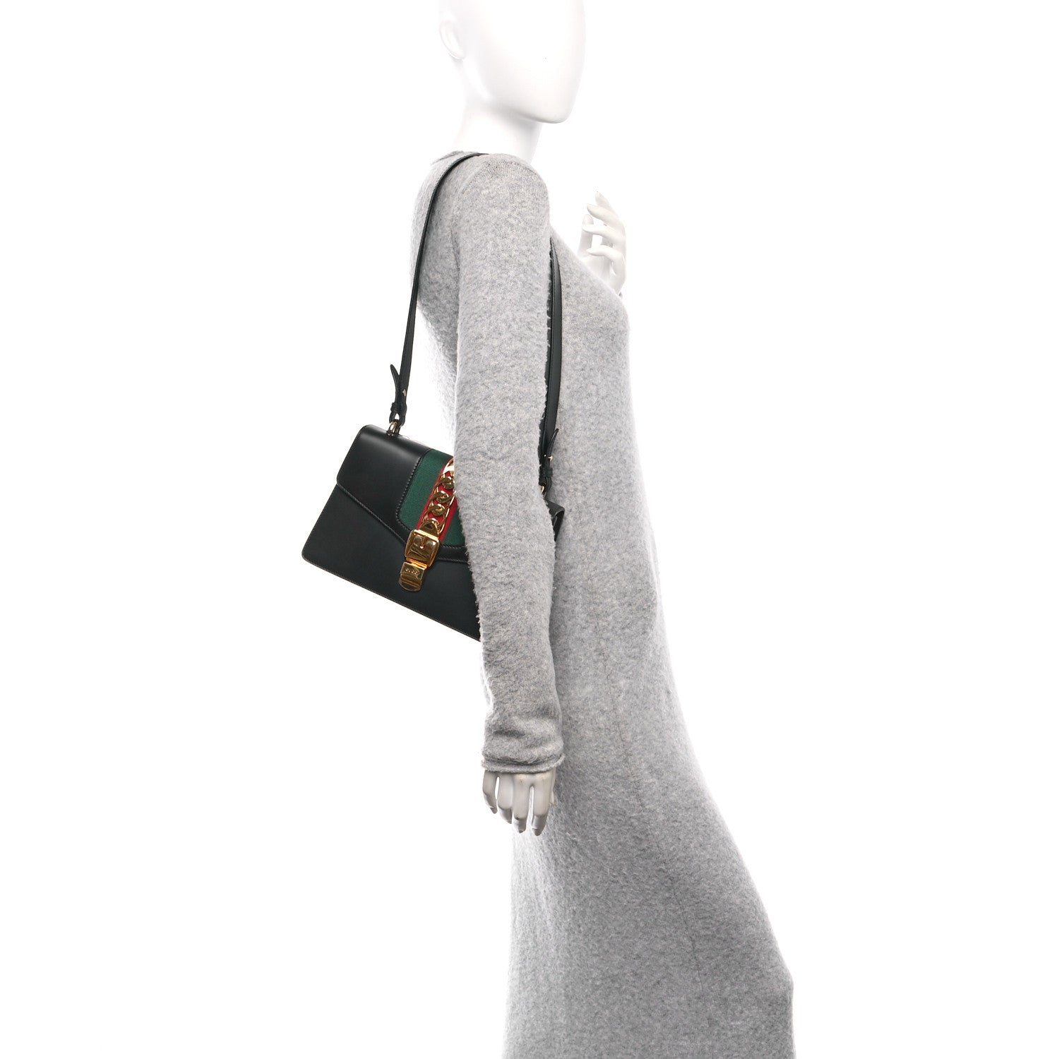 Gucci Calfskin Small Sylvie Shoulder Bag Black 2 of 10
