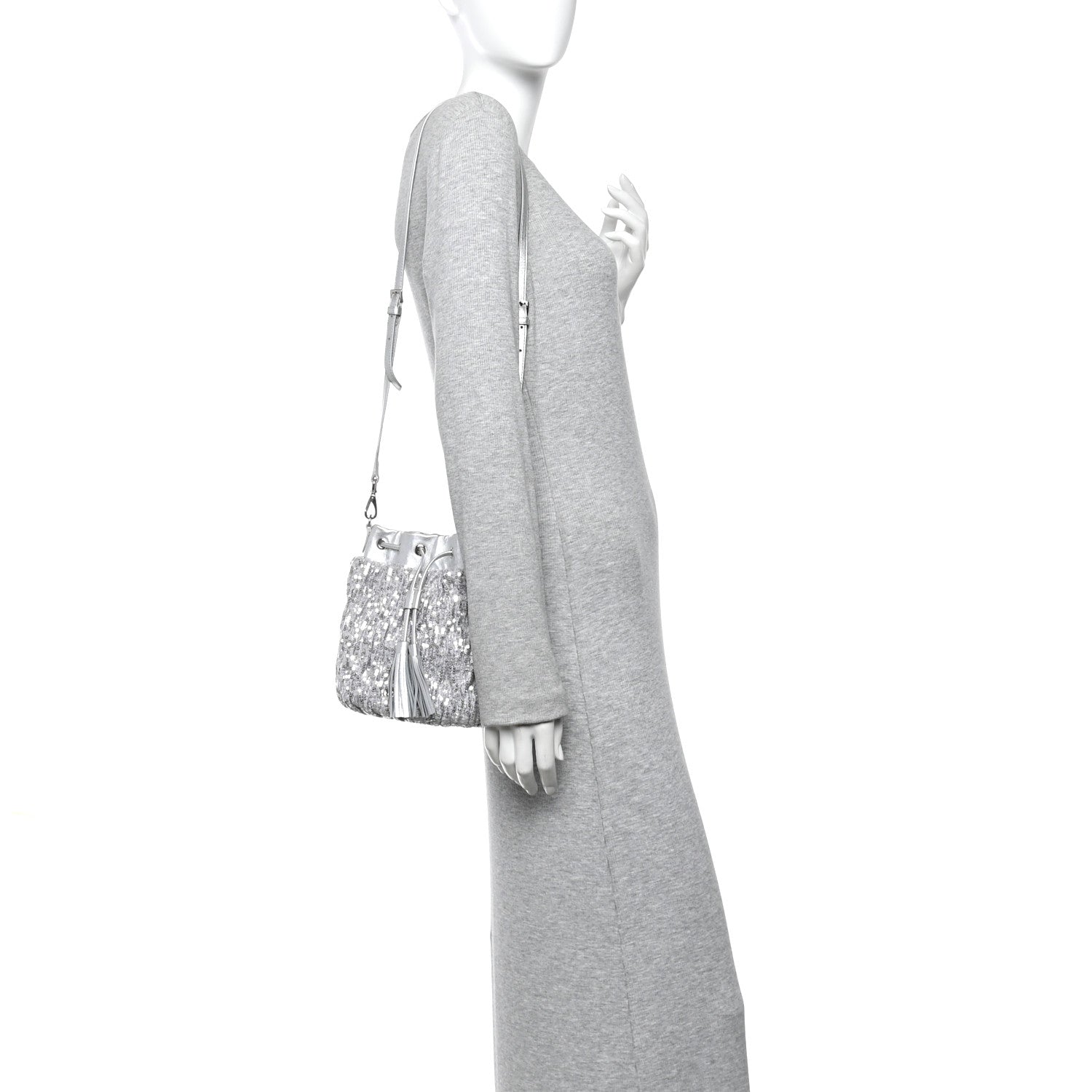 Miu Miu Paillettes Mate Bucket Bag Argento 2 of 11