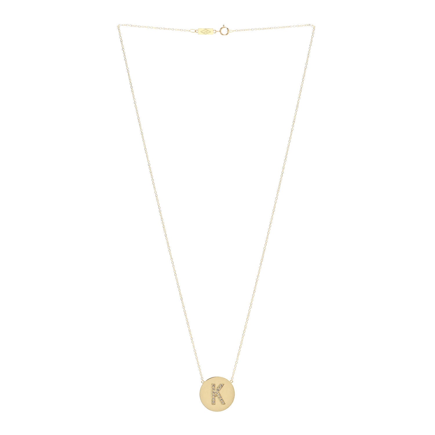 Jennifer Meyer 18K Yellow Gold Diamond Letter K Disc Necklace 3 of 7