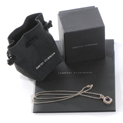 David Yurman Sterling Silver Diamond Amethyst 7mm Petite Albion Pendant Necklace 5 of 5