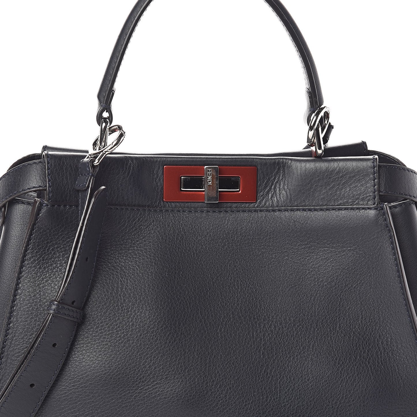 Vitello Seta Shiny Nappa Medium Peekaboo Iconic Satchel Blue Notte Ardesia