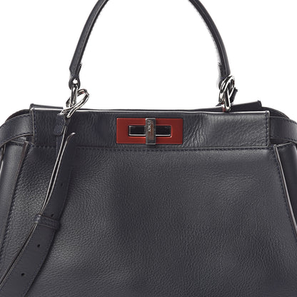 Fendi Vitello Seta Shiny Nappa Medium Peekaboo Iconic Satchel Blue Notte Ardesia 8 of 10