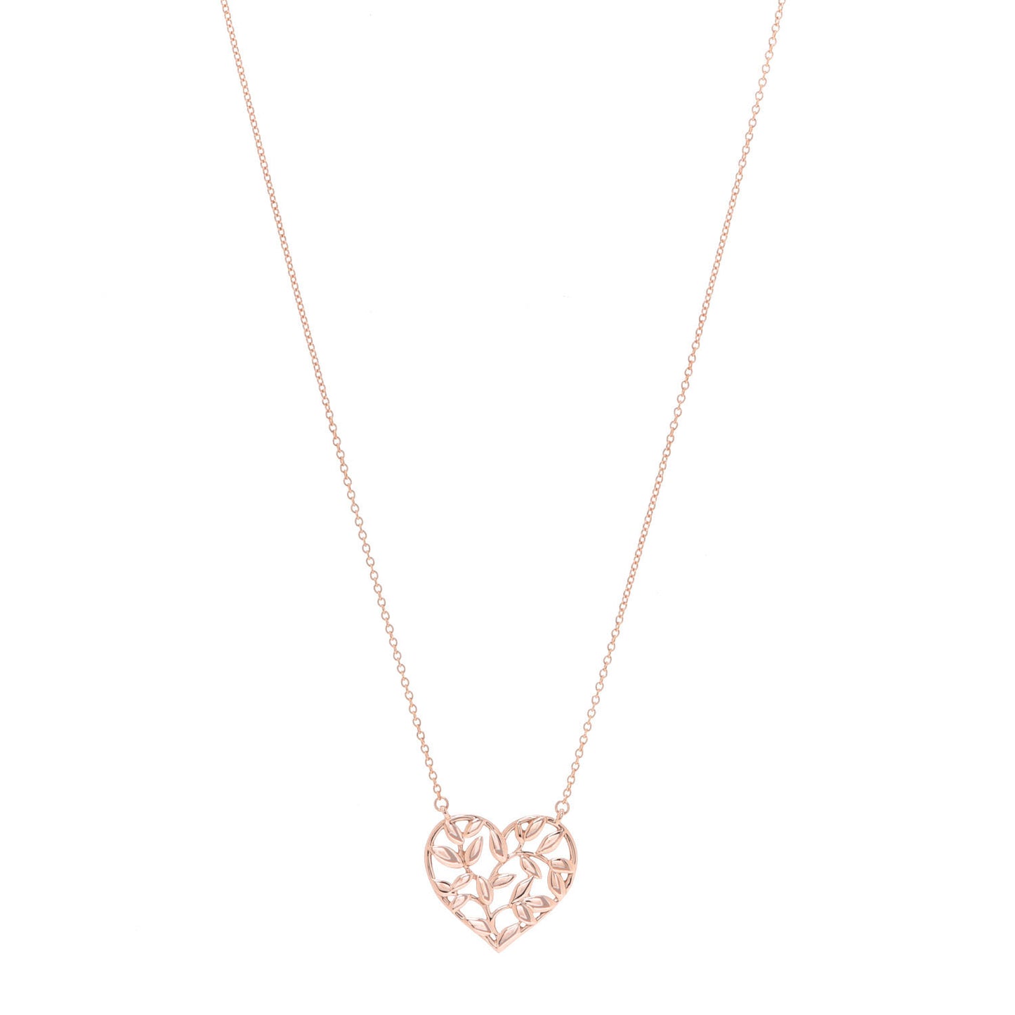 18K Rose Gold Paloma Picasso Olive Leaf Heart Pendant Necklace