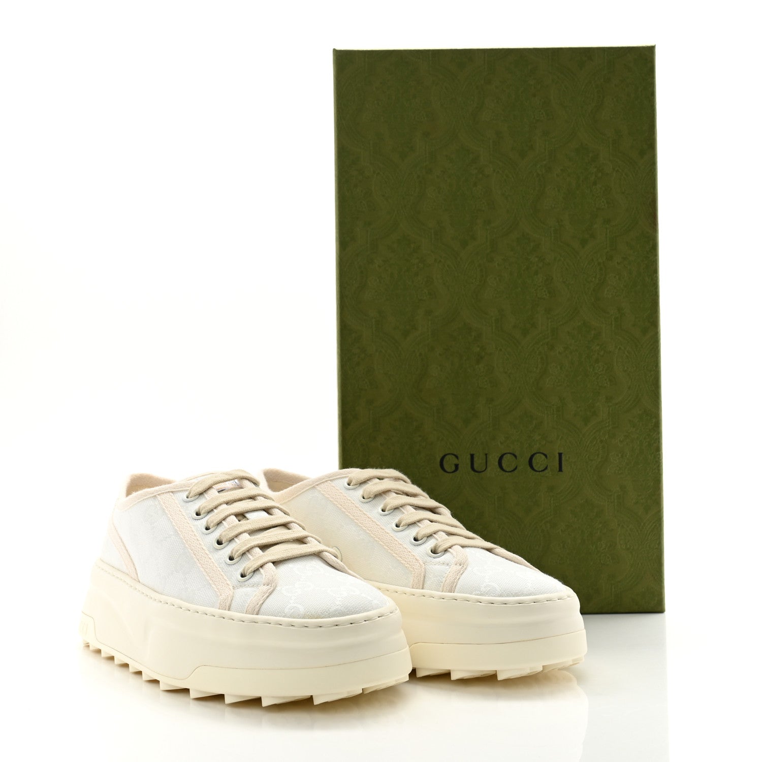 Gucci GG Monogram Womens 1977 Tennis Platform 52mm Sneakers 37 Great White Mystic White 8 of 8
