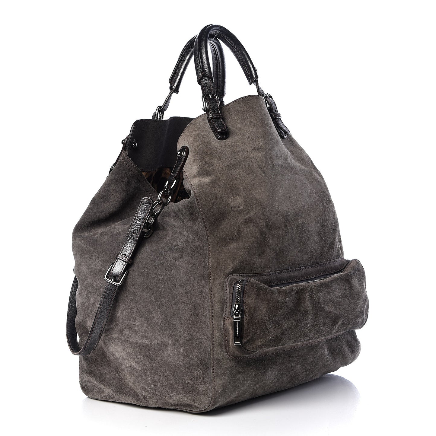 Suede Miss Pocket Satchel Grey