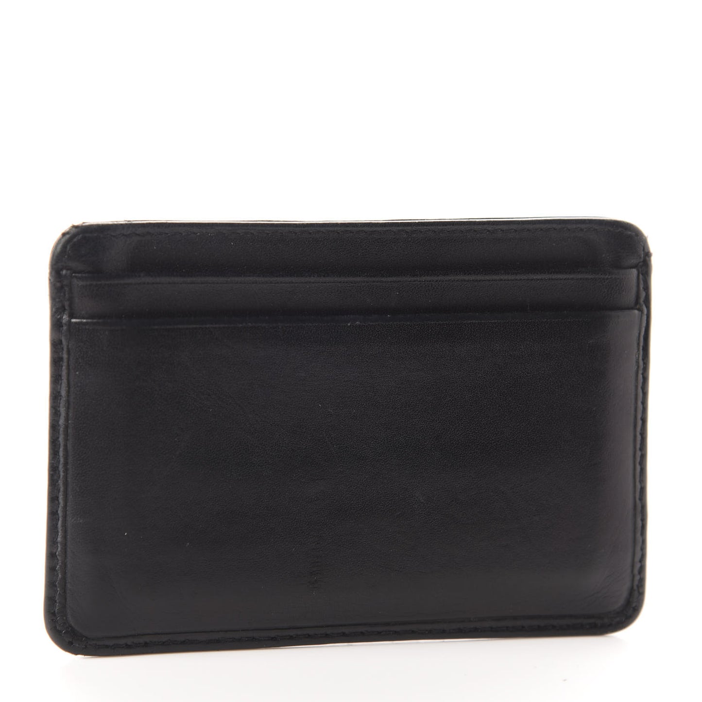 Calfskin Quilted Cambon Card Holder Black