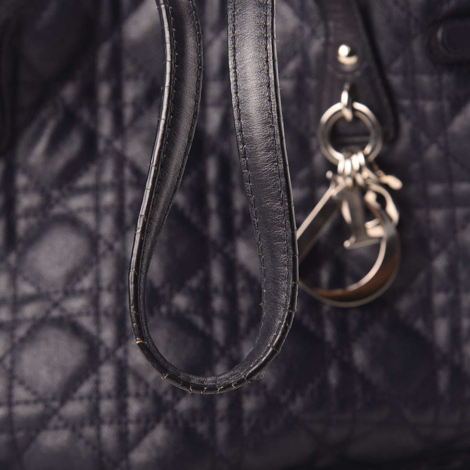 Christian Dior Coated Canvas Cannage Medium Panarea Tote Navy 10 of 12