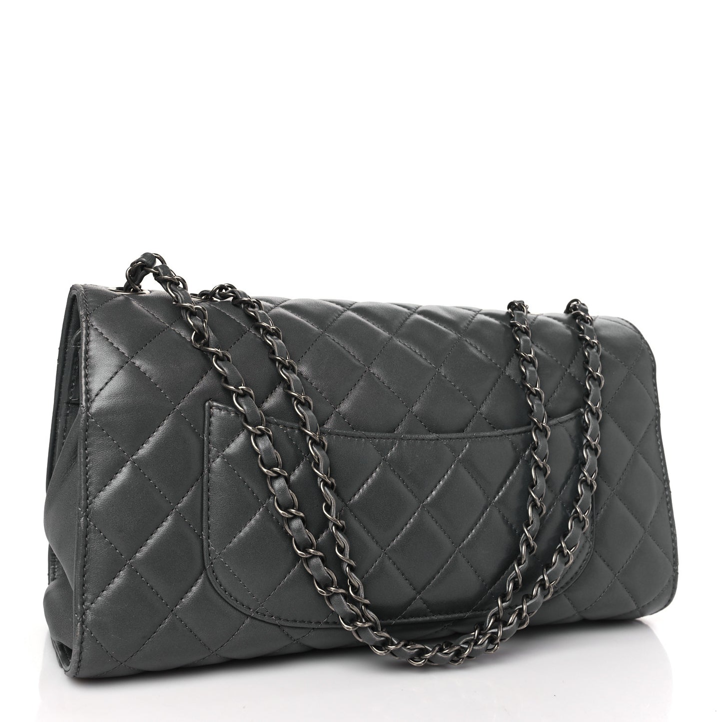 Lambskin Quilted Jumbo Grocery By Chanel Drawstring Shopping Bag Grey