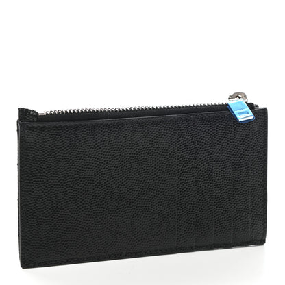 Saint Laurent Monogram Grain de Poudre 5 Fragments Zip Pouch Card Holder Black 3 of 8