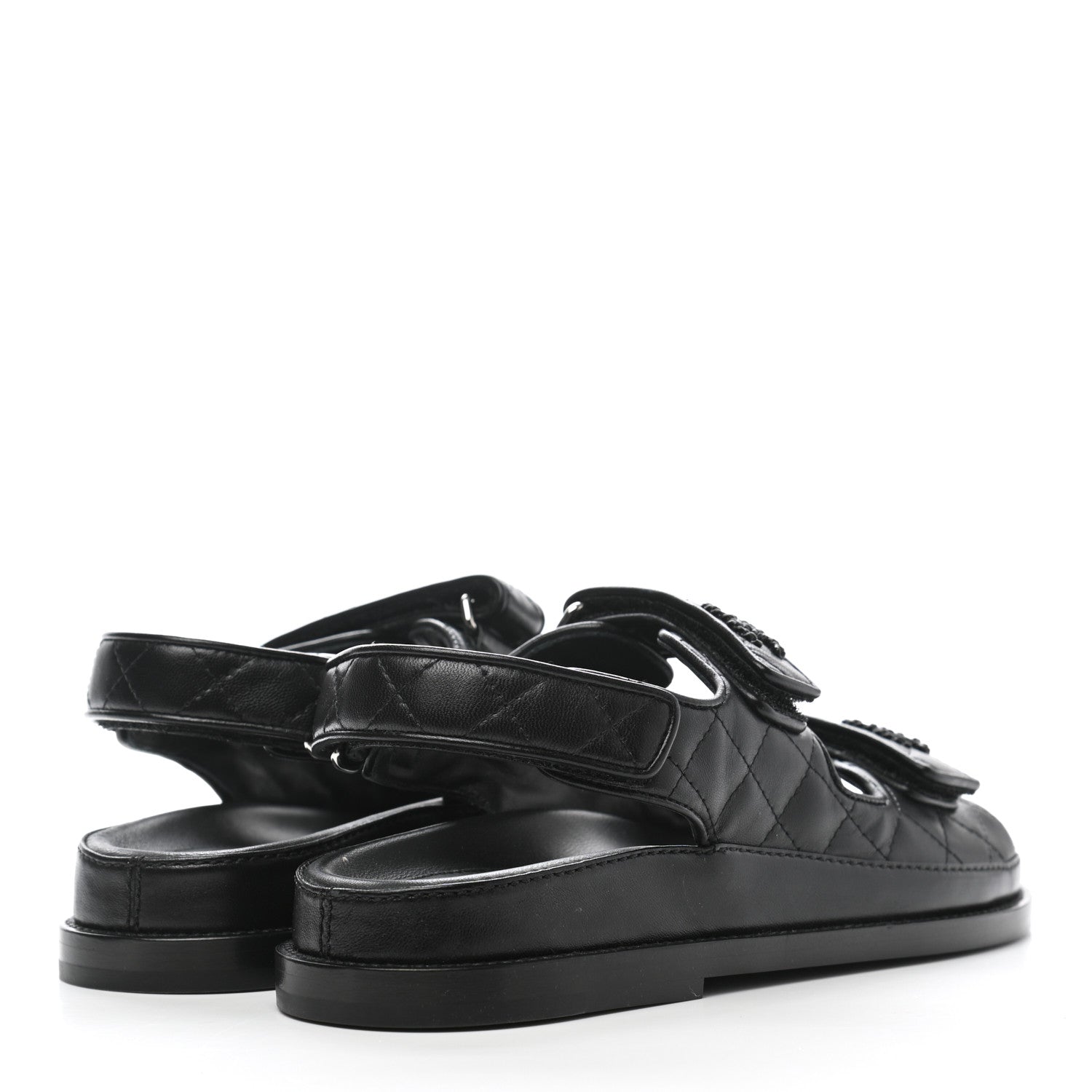Chanel Lambskin Quilted Velcro Dad Sandals 35.5 So Black 4 of 11
