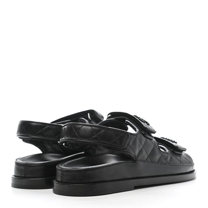 Chanel Lambskin Quilted Velcro Dad Sandals 35.5 So Black 4 of 11