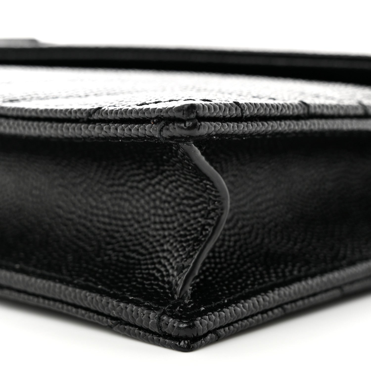 Saint Laurent Grain De Poudre Matelasse Chevron Monochrome Monogam Envelope Chain Wallet Black 10 of 11