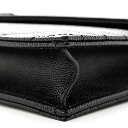 Saint Laurent Grain De Poudre Matelasse Chevron Monochrome Monogam Envelope Chain Wallet Black 10 of 11