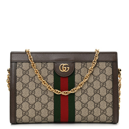 Gucci GG Supreme Monogram Web Small Ophidia Chain Shoulder Bag Brown 1 of 8