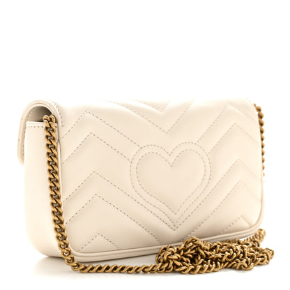 Gucci Calfskin Matelasse Super Mini GG Marmont Shoulder Bag White 2 of 14