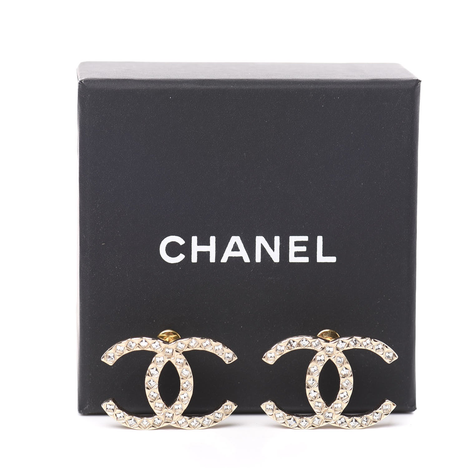 Chanel Baguette Crystal High Society CC Earrings Gold 5 of 5