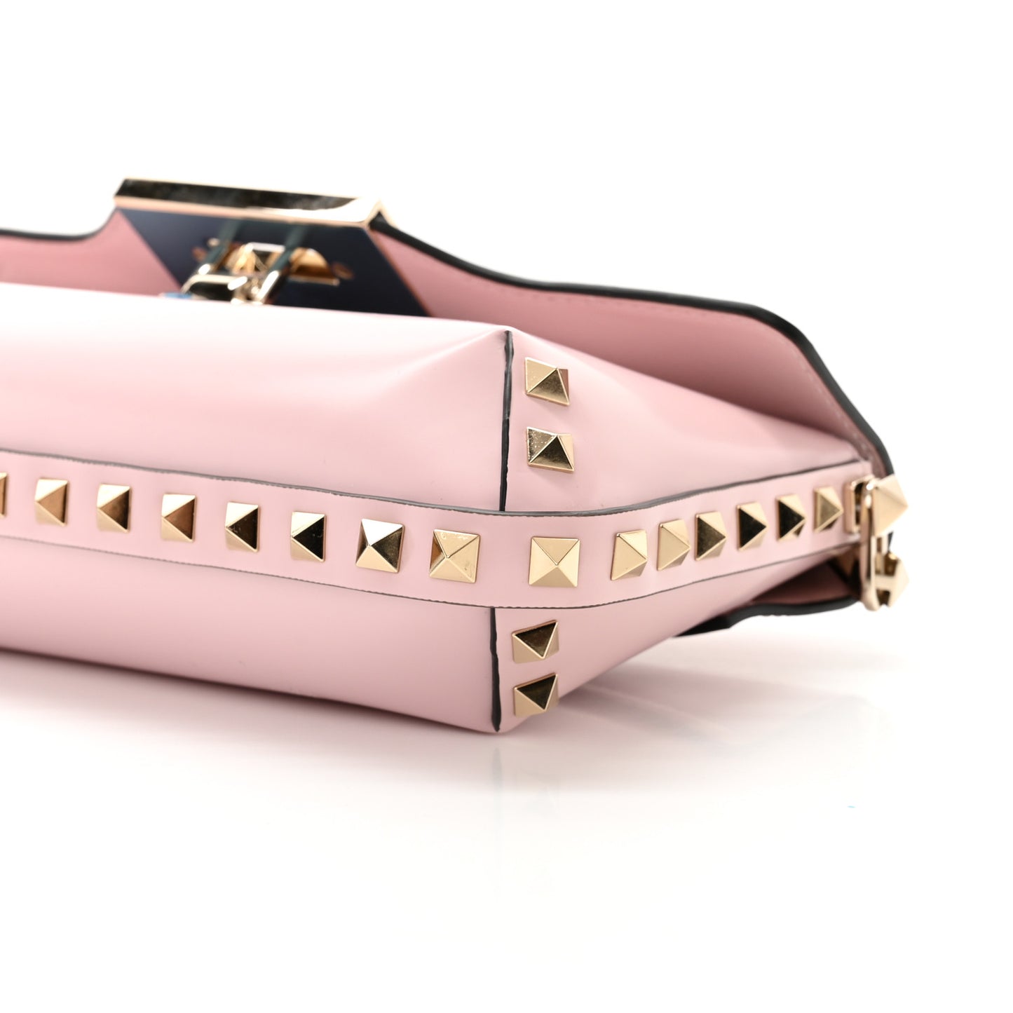 Brushed Calfskin Rockstud Flip Lock Chain Shoulder Bag Rose Quartz