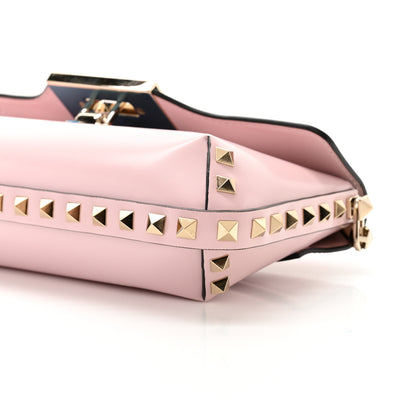 Valentino Garavani Brushed Calfskin Rockstud Flip Lock Chain Shoulder Bag Rose Quartz 9 of 9