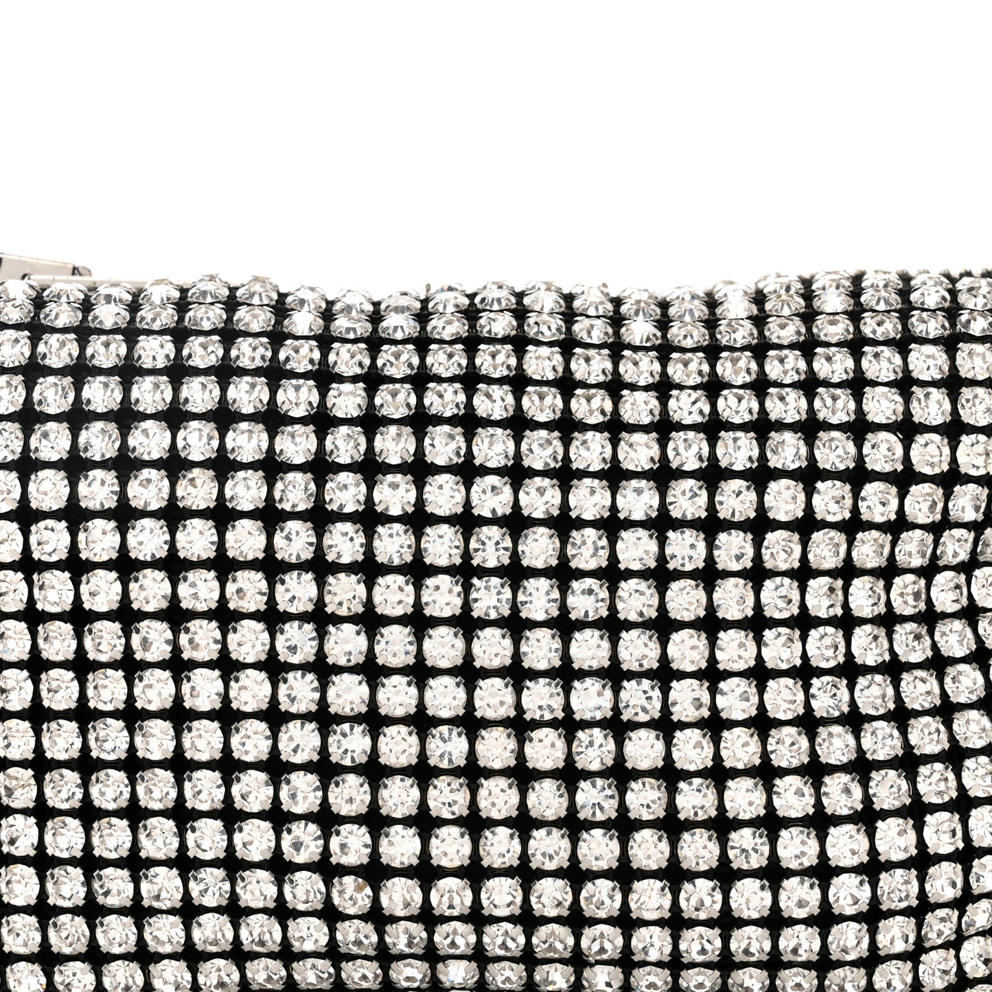 Mesh Crystal Rhinestone Mini Heiress Pouch Black Silver