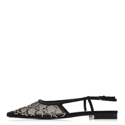 Gucci Tela Retino Kid Scamosciato Crystal GG Monogram Square Demi Ballet Flats 38.5 Black 1 of 9