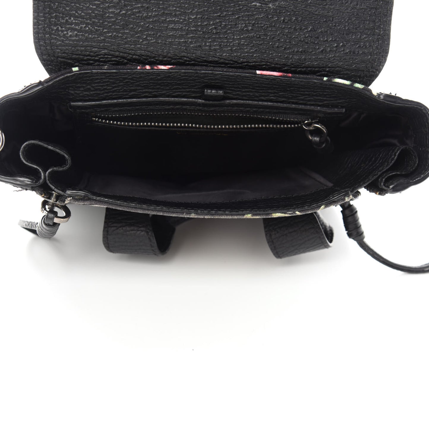 Textured Calfskin Canvas Mini Floral Pashli Satchel Black Multicolor