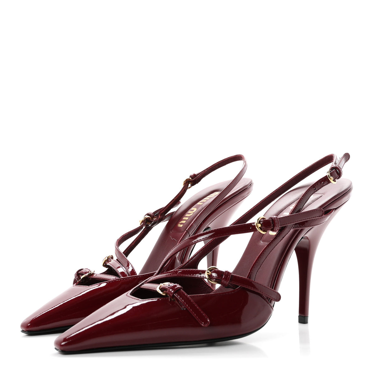 Vernice Buckle Slingback Pumps 37.5 Porpora