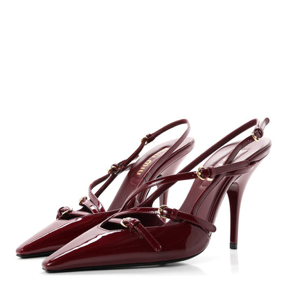 Miu Miu Vernice Buckle Slingback Pumps 37.5 Porpora 4 of 10