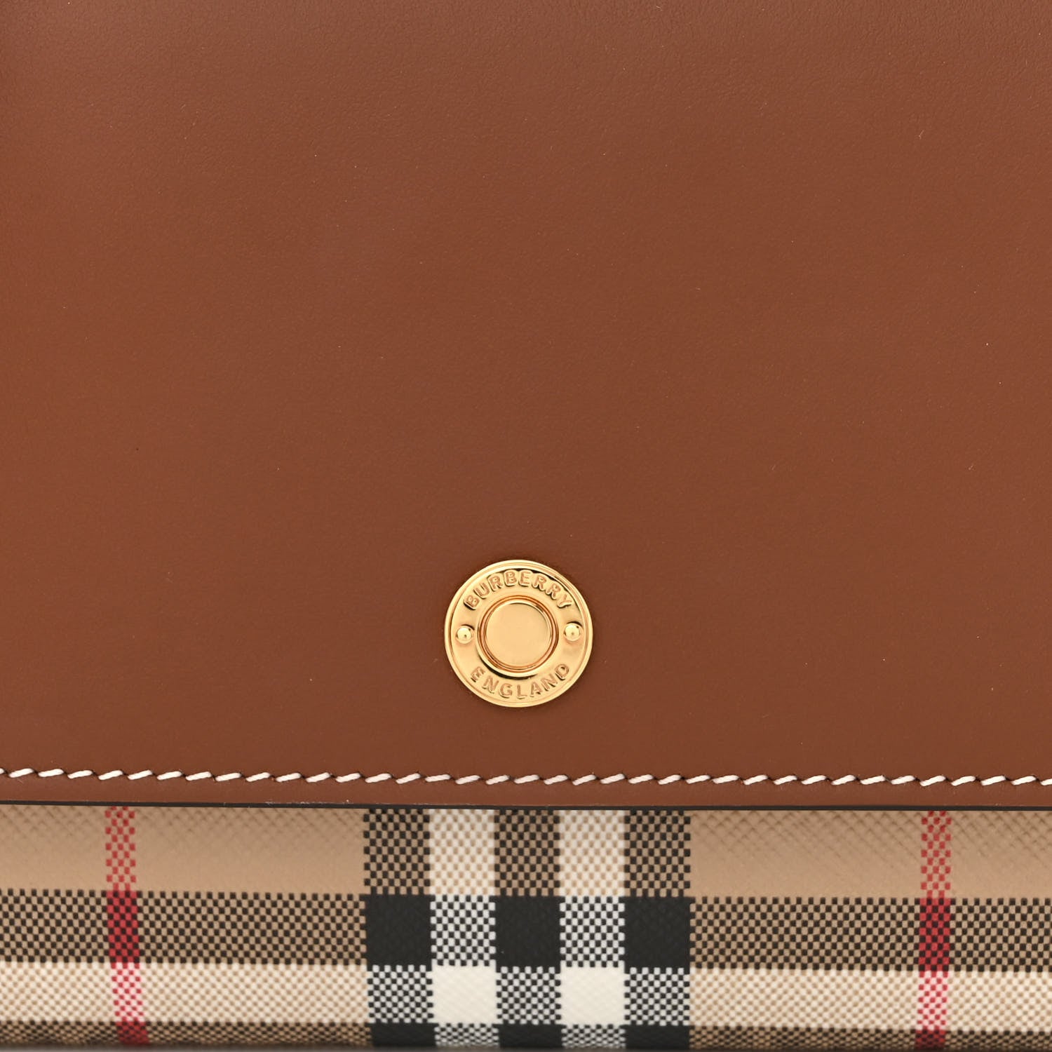 Burberry Calfskin Vintage Check Wallet With Detachable Strap Archive Beige Tan 9 of 11