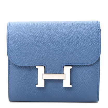 Hermes Epsom Verso Constance Short Wallet Bleu Agate Gris Mouette 1 of 6